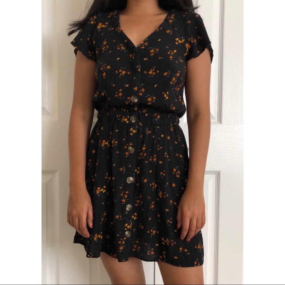 SOLD Abercrombie & Fitch Black floral mini dress